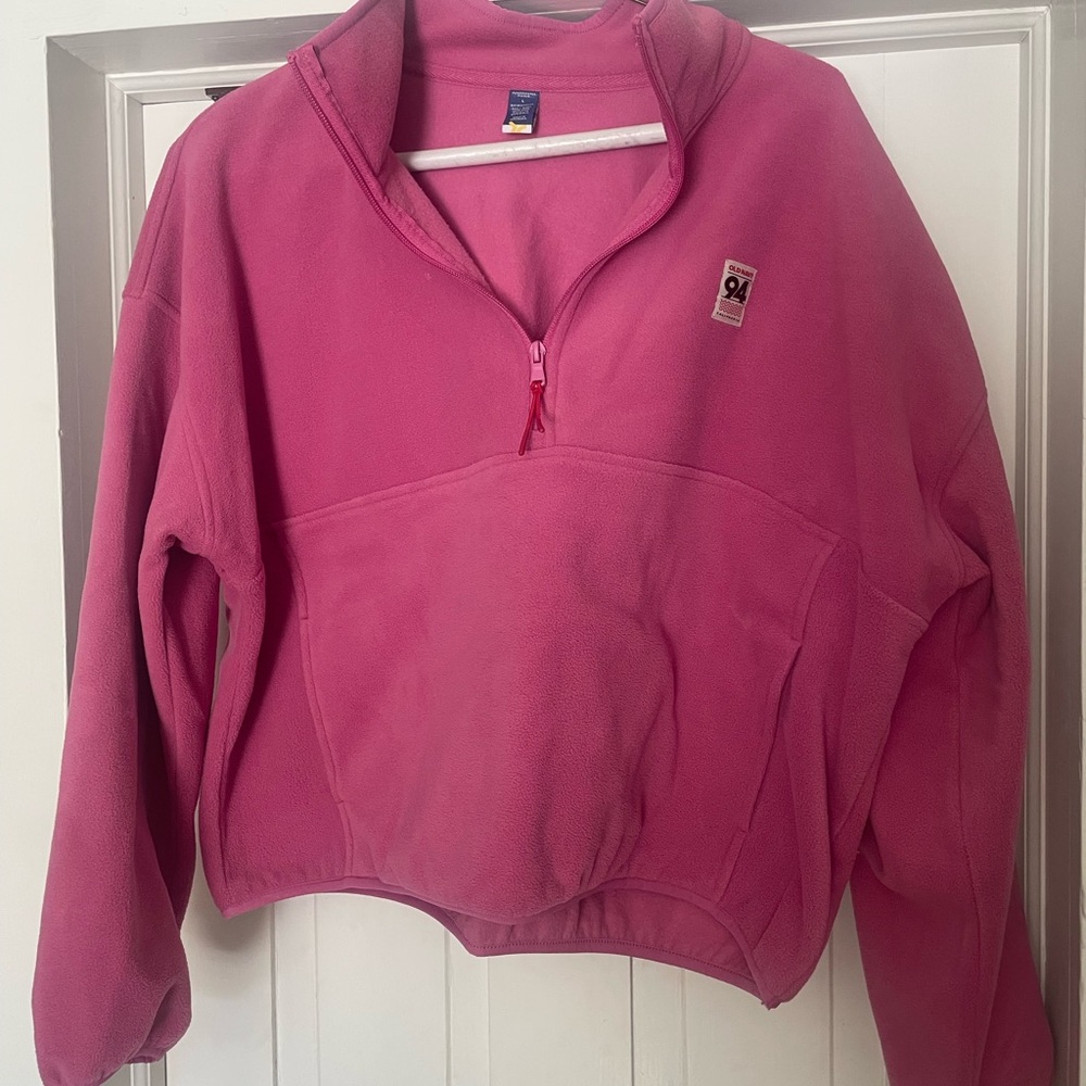 Old Navy Women's Bright Pink Half-Zip Sweatshirt